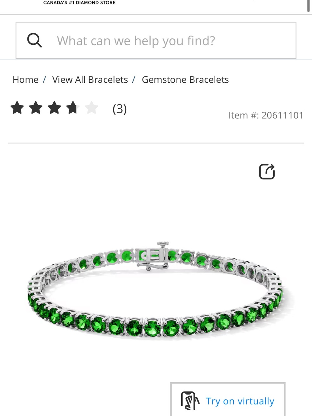 White lab Green Gemstone Tennis Bracelet in sterling silver-7.25